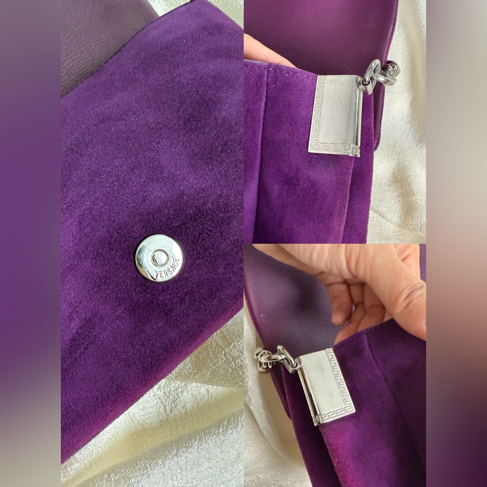 Versace Purple Shoulder Bag with Silver Chain - Picture 12 of 16